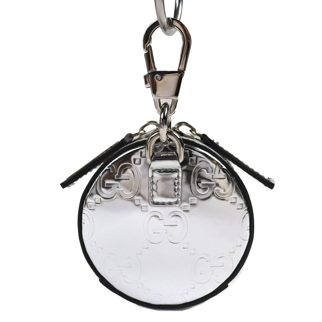 Gucci GG Pattern Patent Leather Round Pouch Silver — view 3
