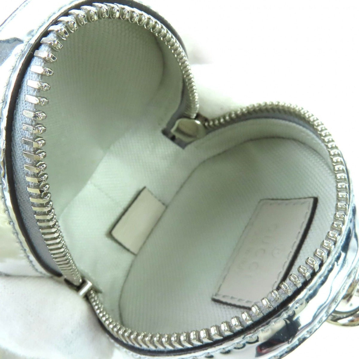 Gucci GG Pattern Patent Leather Round Pouch Silver — view 7