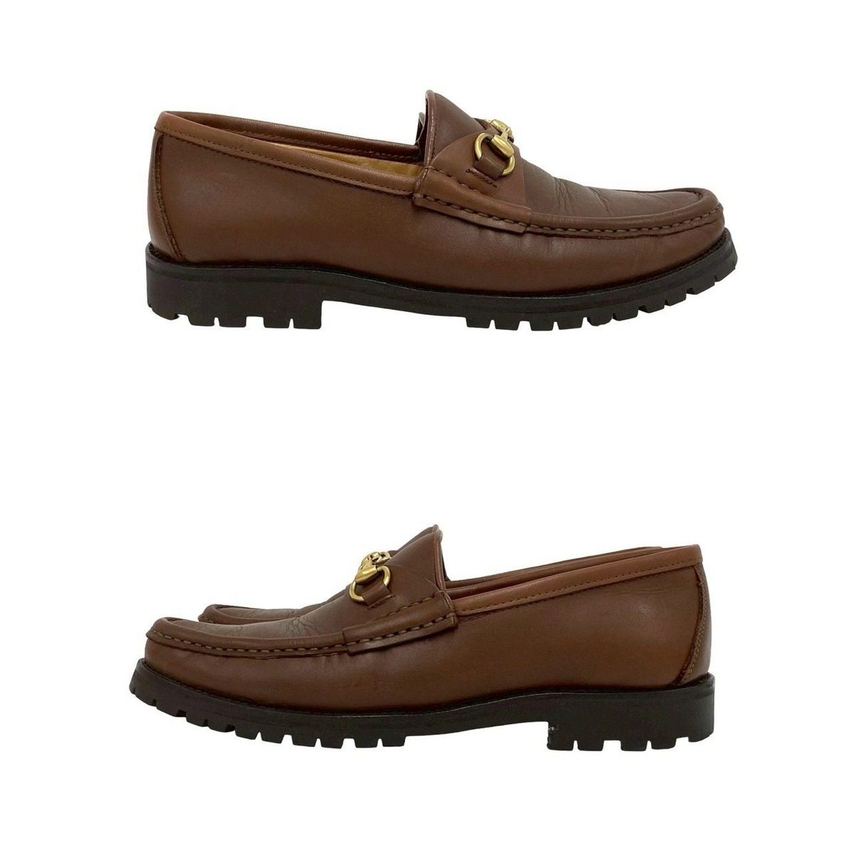 Gucci Box Horsebit Leather Loafers Slip on Shoes Brown Handbag — view 4