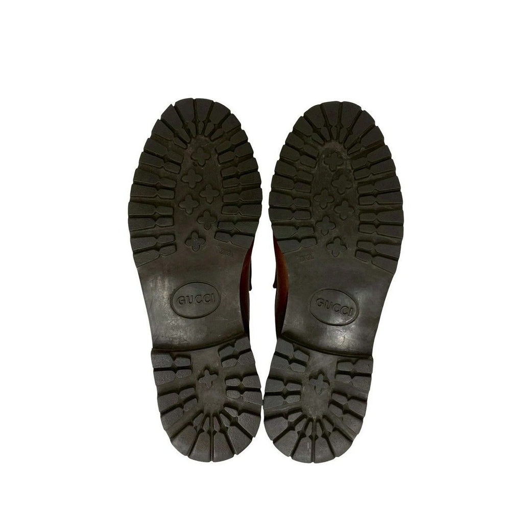 Gucci Box Horsebit Leather Loafers Slip on Shoes Brown Handbag — view 6