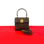 Celine Vintage Macadam Pattern Logo Ring Hardware Leather 2-Way Mini Handbag — view 2