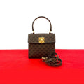 Celine Vintage Macadam Pattern Logo Ring Hardware Leather 2-Way Mini Handbag