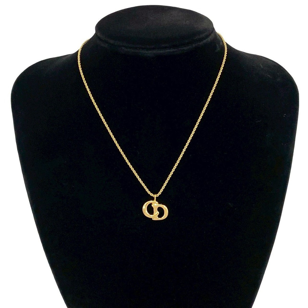 Dior Vintage CD Logo Necklace Pendant Choker Gold — view 2