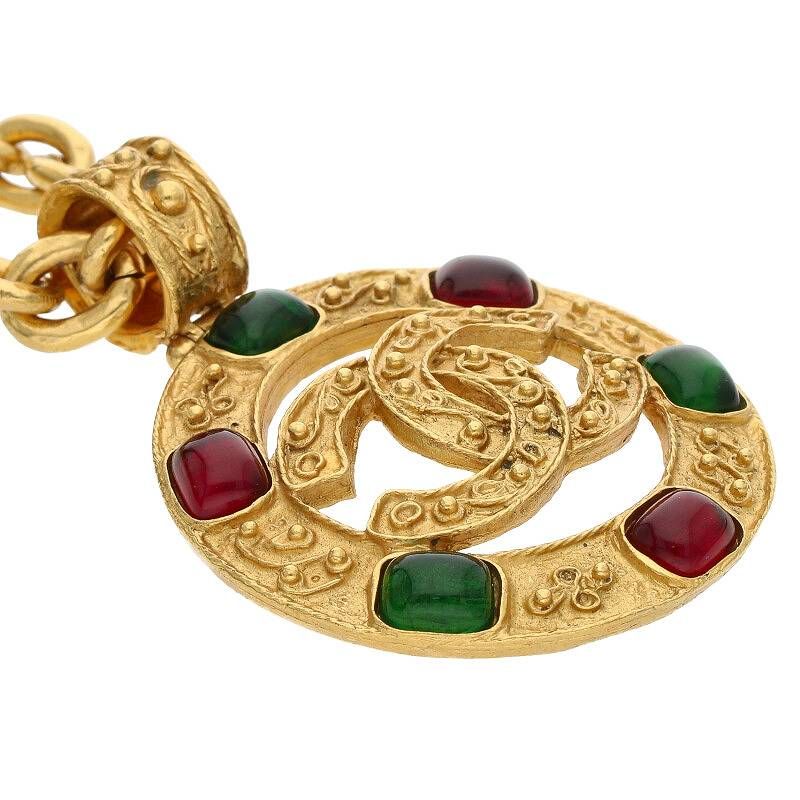 Chanel Coco Mark Gripore Color Stone Necklace — view 5
