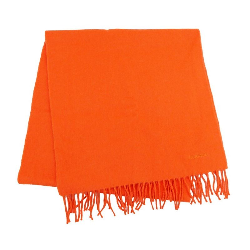 Hermes Muffler Orange Cashmere Accessories Scarf