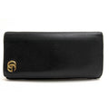 Gucci Long Wallet Men Leather Black GG Marmont with Coin Purse