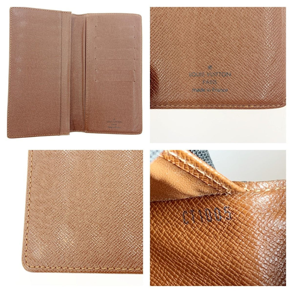 Louis Vuitton Monogram Card Holder Credit Bifold Long Bill Brown — view 5