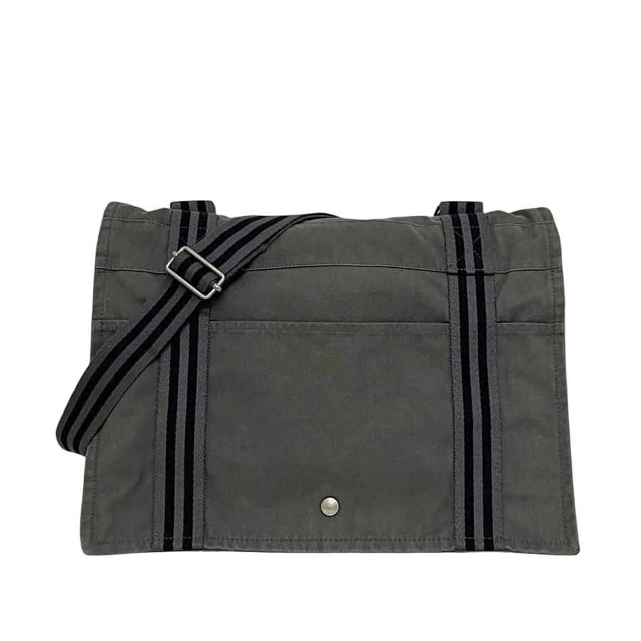Hermes Shoulder Bag Fourre Tout Besace MM Gray Crossbody Cotton Canvas Flap