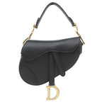 Dior 2-Way Saddle Bag Mini Leather Black Gold