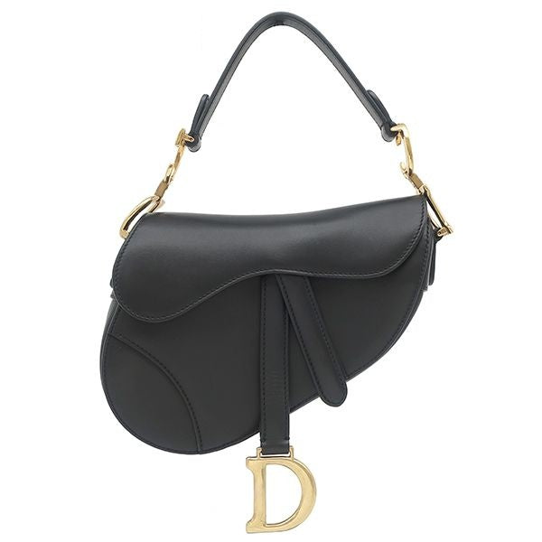 Dior 2-Way Saddle Bag Mini Leather Black Gold