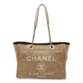 Chanel Deville Medium Tote MM Bag Chain Shoulder Beige Brown