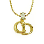 Christian Dior GP Rhinestone CD Logo Necklace Gold — view 2