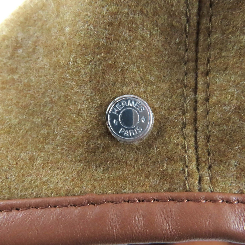 Hermes Gabriel Silver Series with Leather Beret Hat Brown 57 — view 5