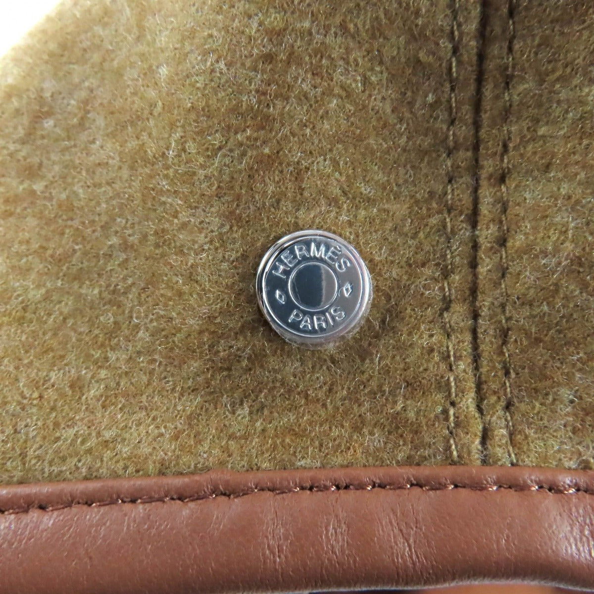 Hermes Gabriel Silver Series with Leather Beret Hat Brown 57 — view 5