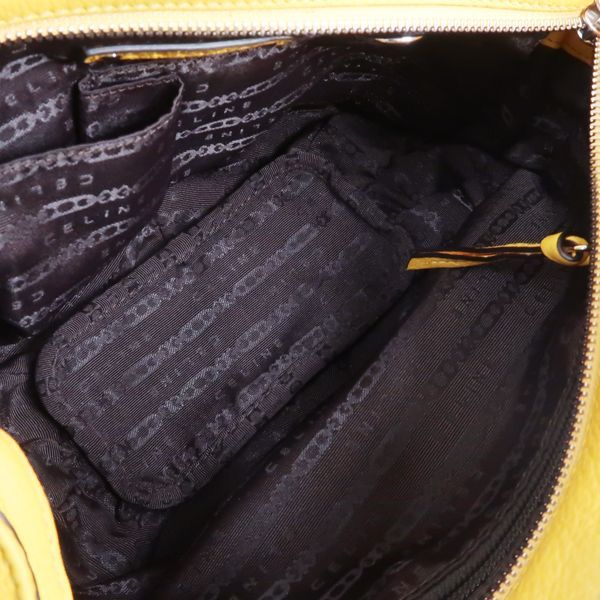 Celine Shoulder Bag Leather 1028 Yellow Cadena — view 9