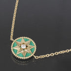 Dior Rose Devan Diamond Leather AU 750 18K Yellow Gold Green E1069
