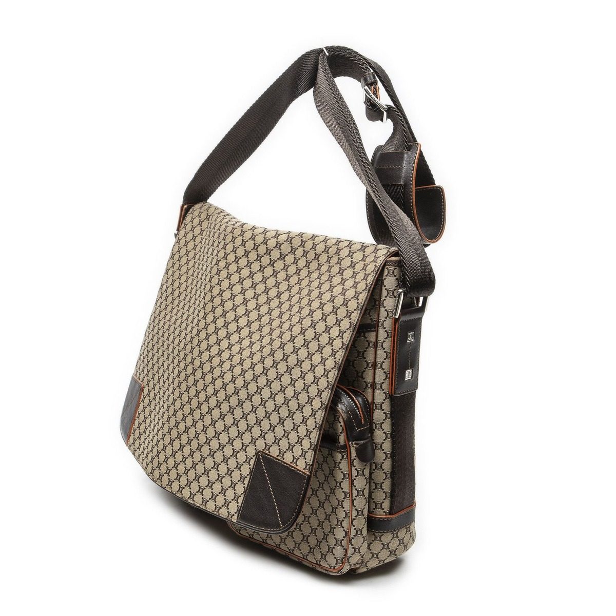 Celine Large Flap Messenger Beige Dark Brown Orange Macadam Canvas — view 2