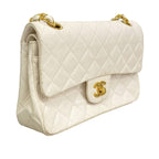 Chanel Shoulder Bag Quilted Lambskin White Gold — view 2