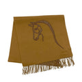 Hermes Cheval Outlet Scarf Cashmere Camel Beige Shawl Logo