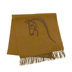 Hermes Cheval Outlet Scarf Cashmere Camel Beige Shawl Logo