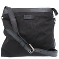 Gucci GG Pattern Guccissima Shoulder Bag Leather Nylon Black