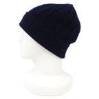 Celine Cashmere Triomphe Embroidery Cable Knit Beanie Cap Navy Sweater — view 2