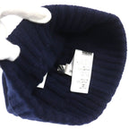 Celine Cashmere Triomphe Embroidery Cable Knit Beanie Cap Navy Sweater — view 5