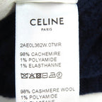 Celine Cashmere Triomphe Embroidery Cable Knit Beanie Cap Navy Sweater — view 8