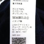 Celine Cashmere Triomphe Embroidery Cable Knit Beanie Cap Navy Sweater — view 9