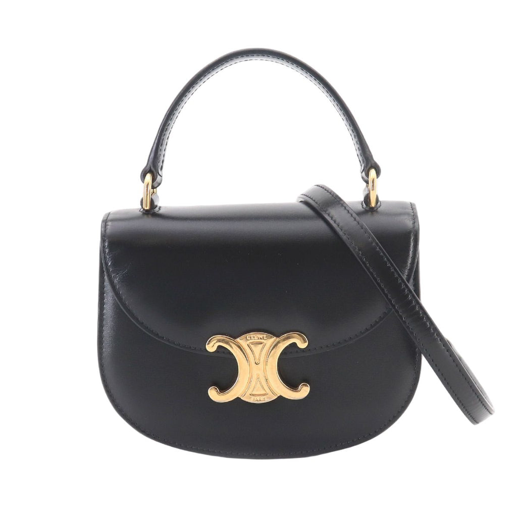 Celine Triomphe Mini Besace Clair 2-Way Bag Leather Black