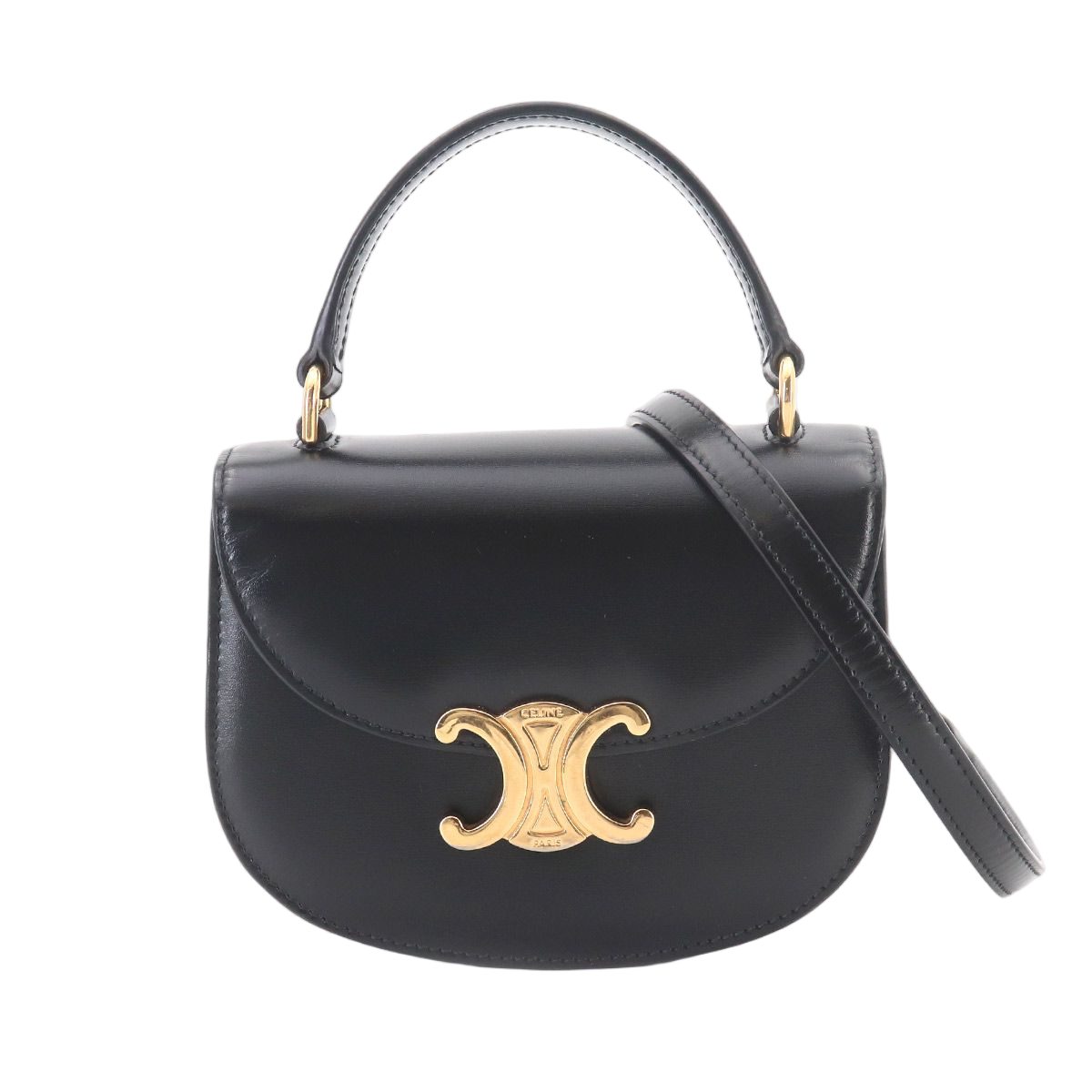 Celine Triomphe Mini Besace Clair 2-Way Bag Leather Black