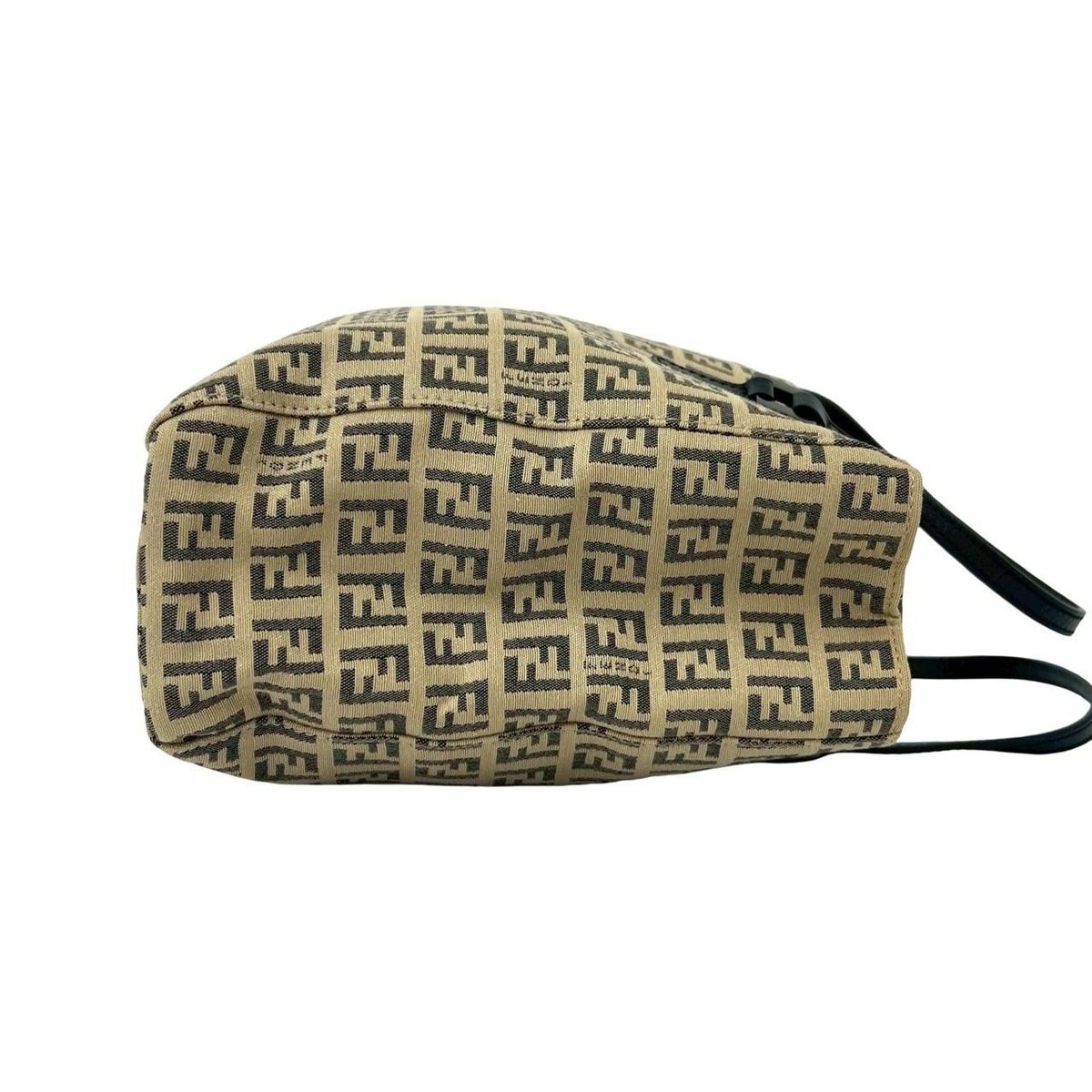 Fendi Zucchino FF Logo Pattern Nylon Leather Mini Tote Beige Black — view 6