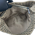 Fendi Zucchino FF Logo Pattern Nylon Leather Mini Tote Beige Black — view 9