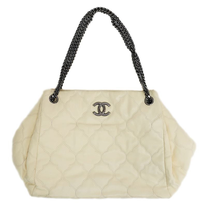 Chanel Handbag Chain Ivory Silver Hardware Leather — view 3