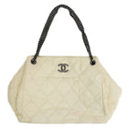 Chanel Handbag Chain Ivory Silver Hardware Leather — view 3