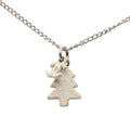 Chanel CC Logo Christmas Tree Motif Necklace Silver White Metal