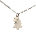 Chanel CC Logo Christmas Tree Motif Necklace Silver White Metal