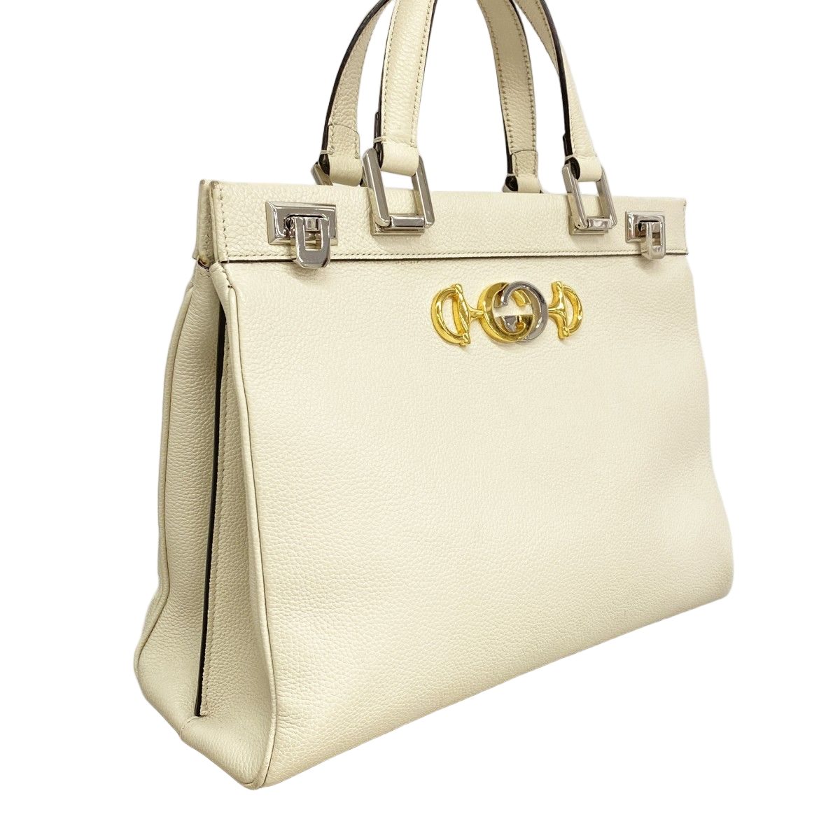 Gucci Handbag Zumi Leather White Gold Silver 2-Way — view 2