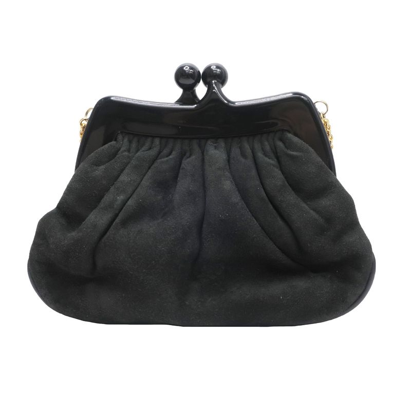 Chanel Clasp Chain Shoulder Bag Suede Xplastic Black Gdhardware — view 3