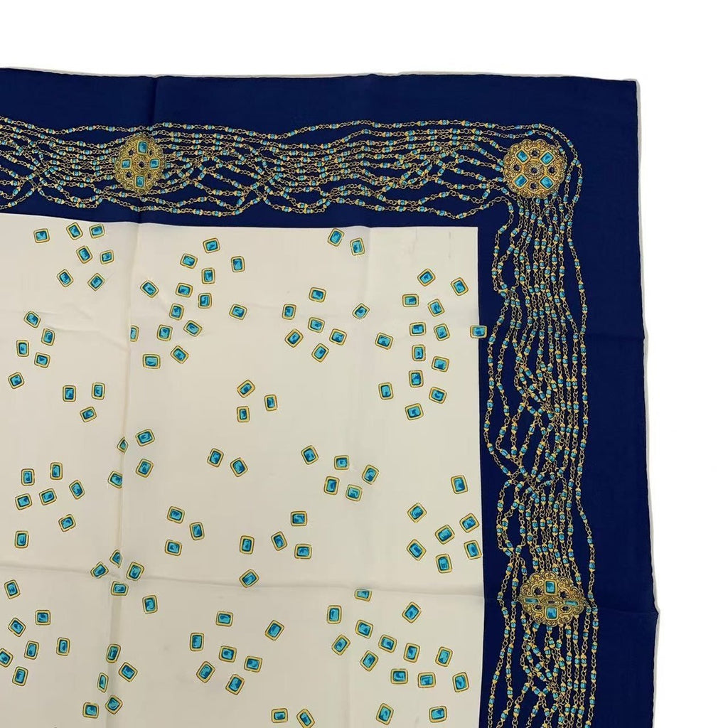 Chanel Scarf Silk Pattern Navy — view 3
