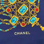 Chanel Scarf Silk Pattern Navy — view 6