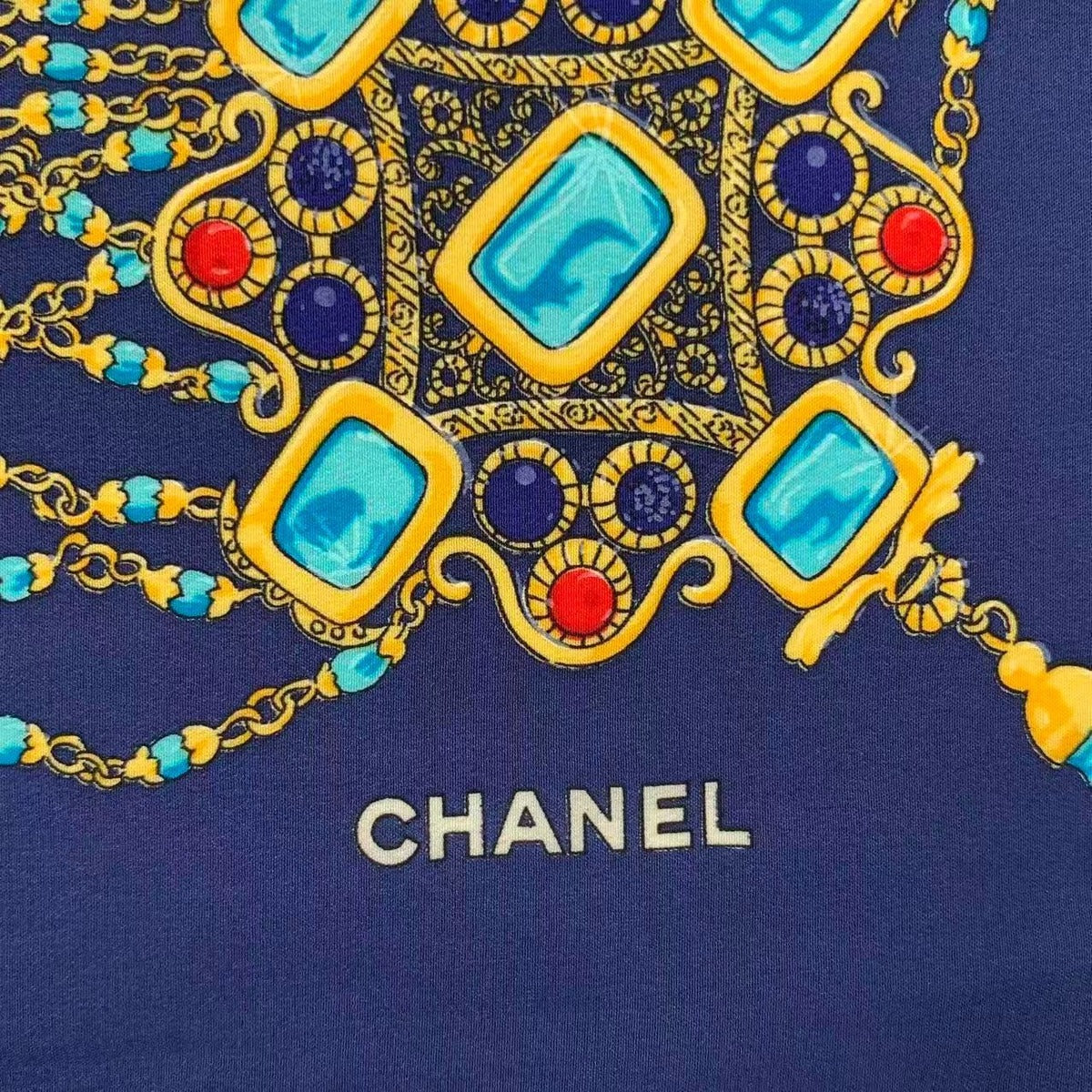 Chanel Scarf Silk Pattern Navy — view 6