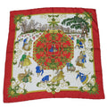 Hermes Scarf Carre 90 Joies D'hiver Winter Pleasures Silk Red Ivory Gold Large