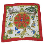 Hermes Scarf Carre 90 Joies D'hiver Winter Pleasures Silk Red Ivory Gold Large