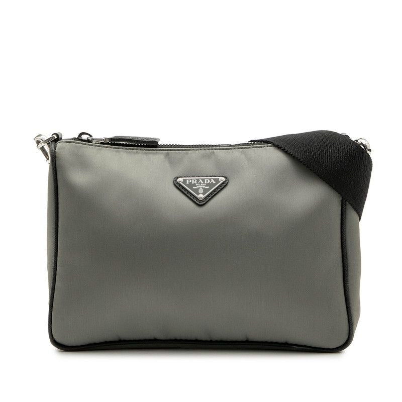 Prada Triangle Logo Plate 2 Vh113 Grey Black Nylon Leather