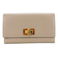 Fendi Bifold Wallet 8 M0308 Peekaboo Leather Beige Glaze Gold Hardware Long
