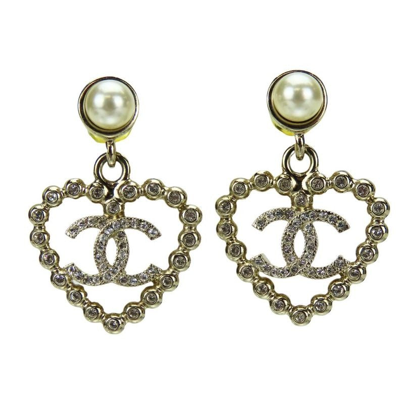 Chanel Coco Mark Metal Silver Heart Rhinestone C25 P — view 2