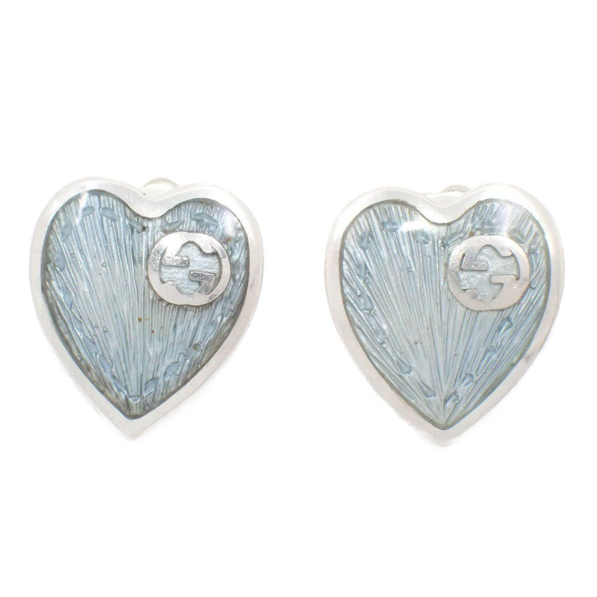 Gucci Interlocking Heart Earrings Enamel Blue