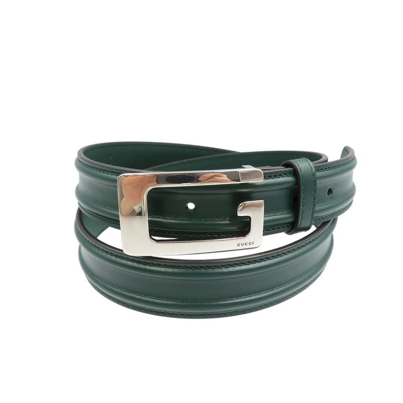 Gucci G Buckle Size 95 Leather Green Belt 0368 — view 2