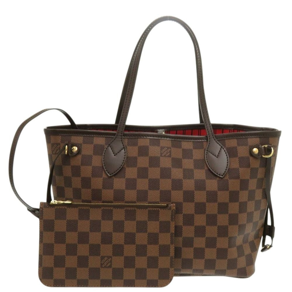 Louis Vuitton Damier with Neverfull PM Pouch Cerise Tote LV